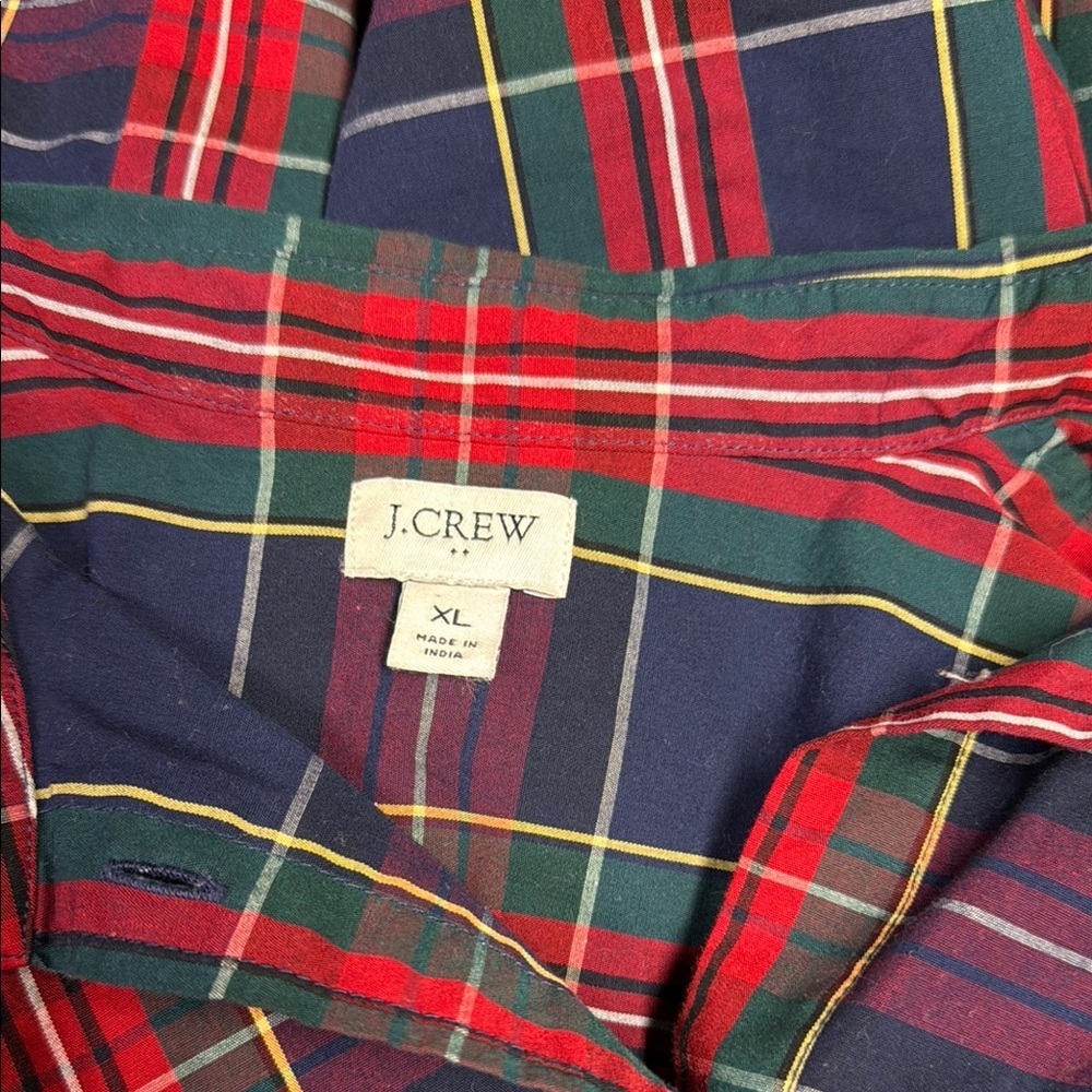 J. Crew Red and Blue Casual Button Down Shirt - Picture 2 of 3